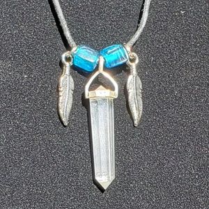 Corded Crystal Shape Pendant Necklace